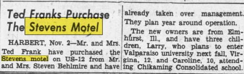 Stevens Motel - Nov 1957 Article Motel Changes Hands (newer photo)